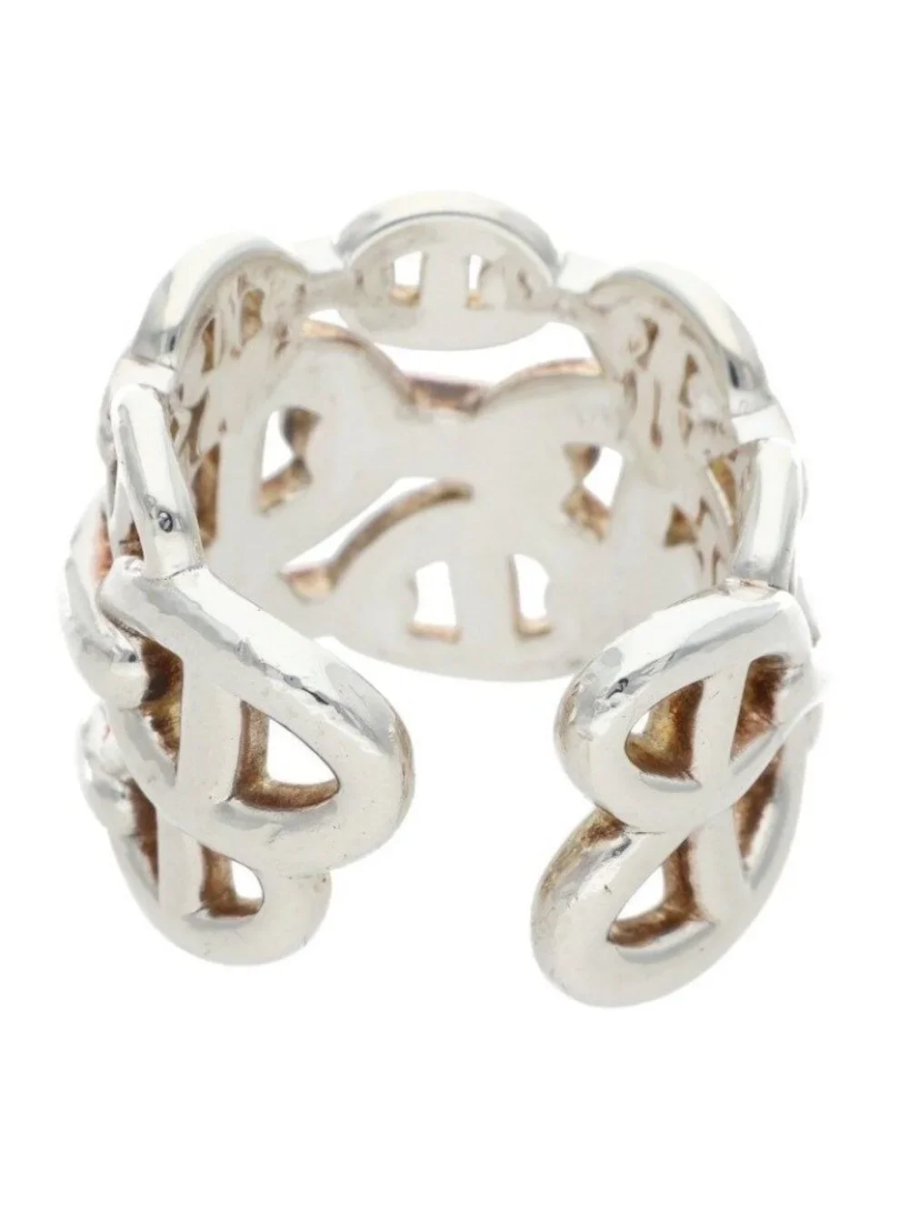 Hermes Chaine D'ancre Enchainee GM Silver Ring